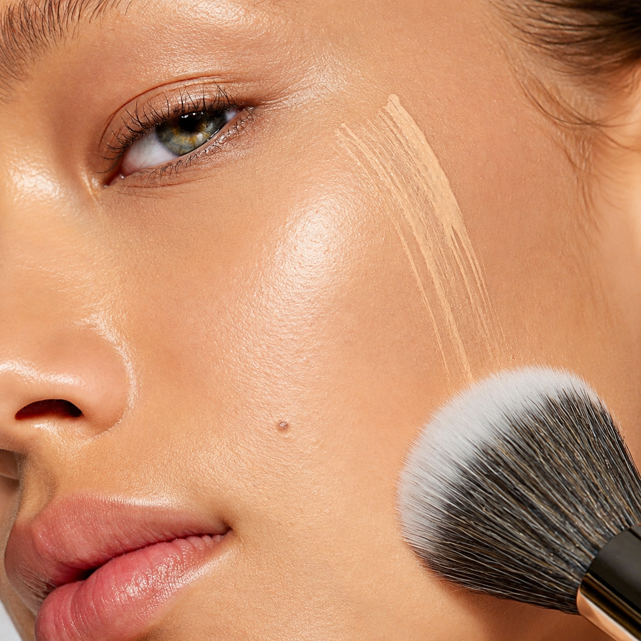 Halvmatt foundation för Medium hudton med varm underton — gyllene solkyssta toner