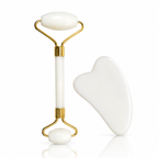 Ansiktsmassage med jade roller stimulerar mikrocirkulation och reducerar svullnad