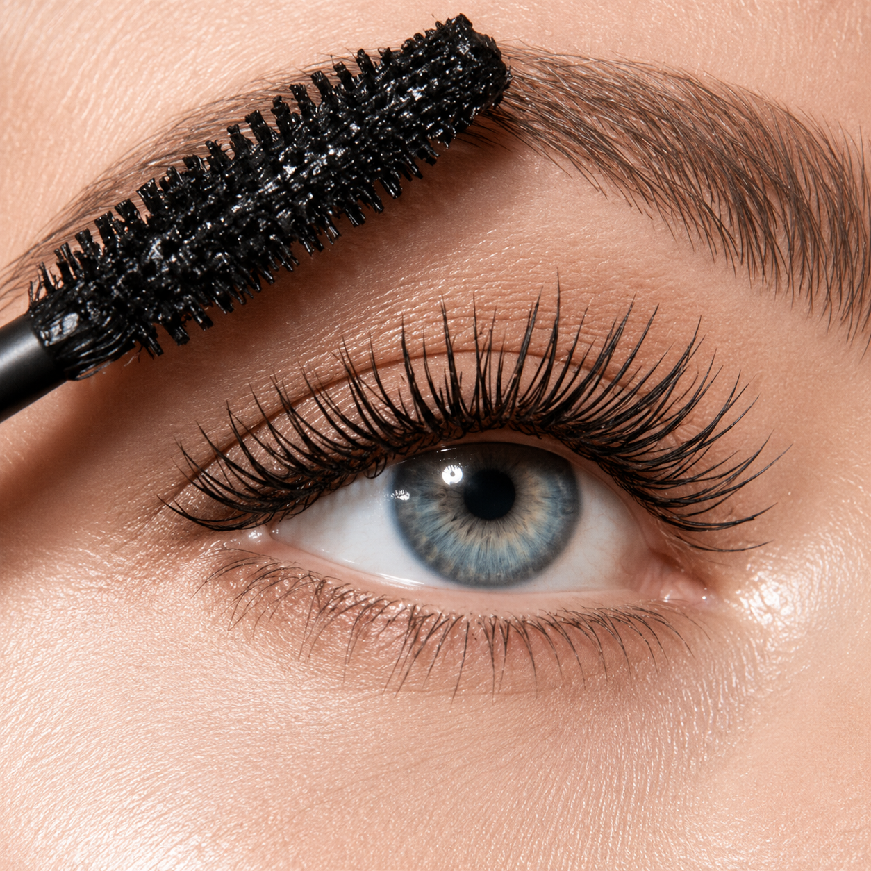 Fransvårdande mascara med naturliga pigment och precisionsborste för definierade fransar