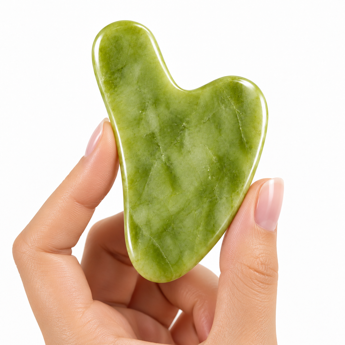 Sage Jade och Blush Quartz gua sha för konturering av käklinje och kindben