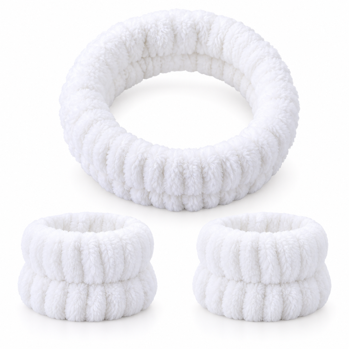 Set med 1 pannband och 2 handledsband i mjuk flanell