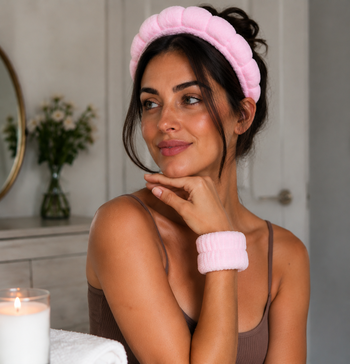 Pannband och armband set – perfekt för LED-mask och ansiktsvård